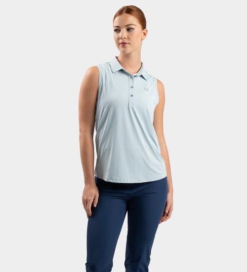 LADIES ELITE SLEEVELESS POLO - BLUE
