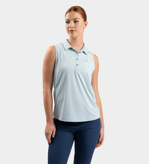 LADIES ELITE SLEEVELESS POLO - BLUE