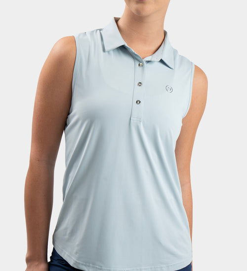 LADIES ELITE SLEEVELESS POLO - BLUE