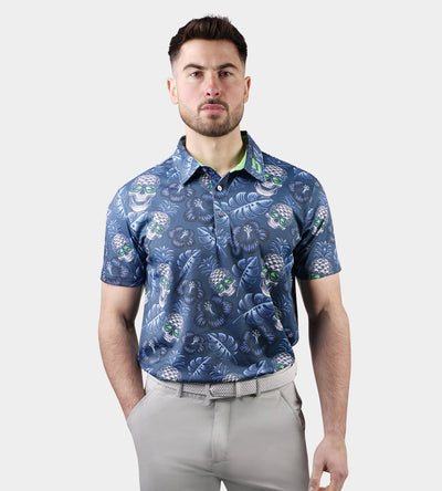 PINEAPPLE SKULL POLO - NAVY / LIME