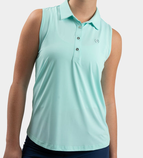 LADIES ELITE SLEEVELESS POLO - MINT