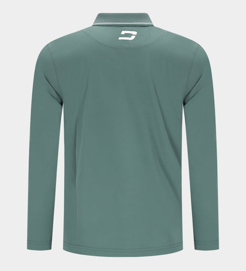 LEADER LONG SLEEVE POLO - SAGE/WHITE
