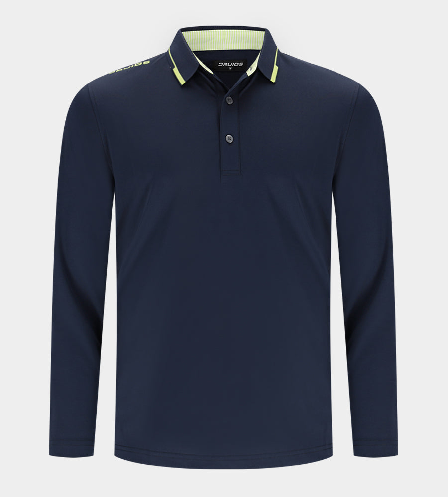 LEADER LONG SLEEVE POLO - NAVY/LIME