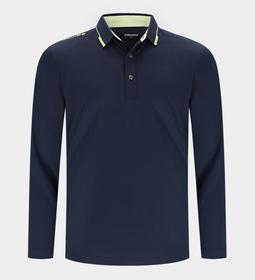 LEADER LONG SLEEVE POLO - NAVY/LIME