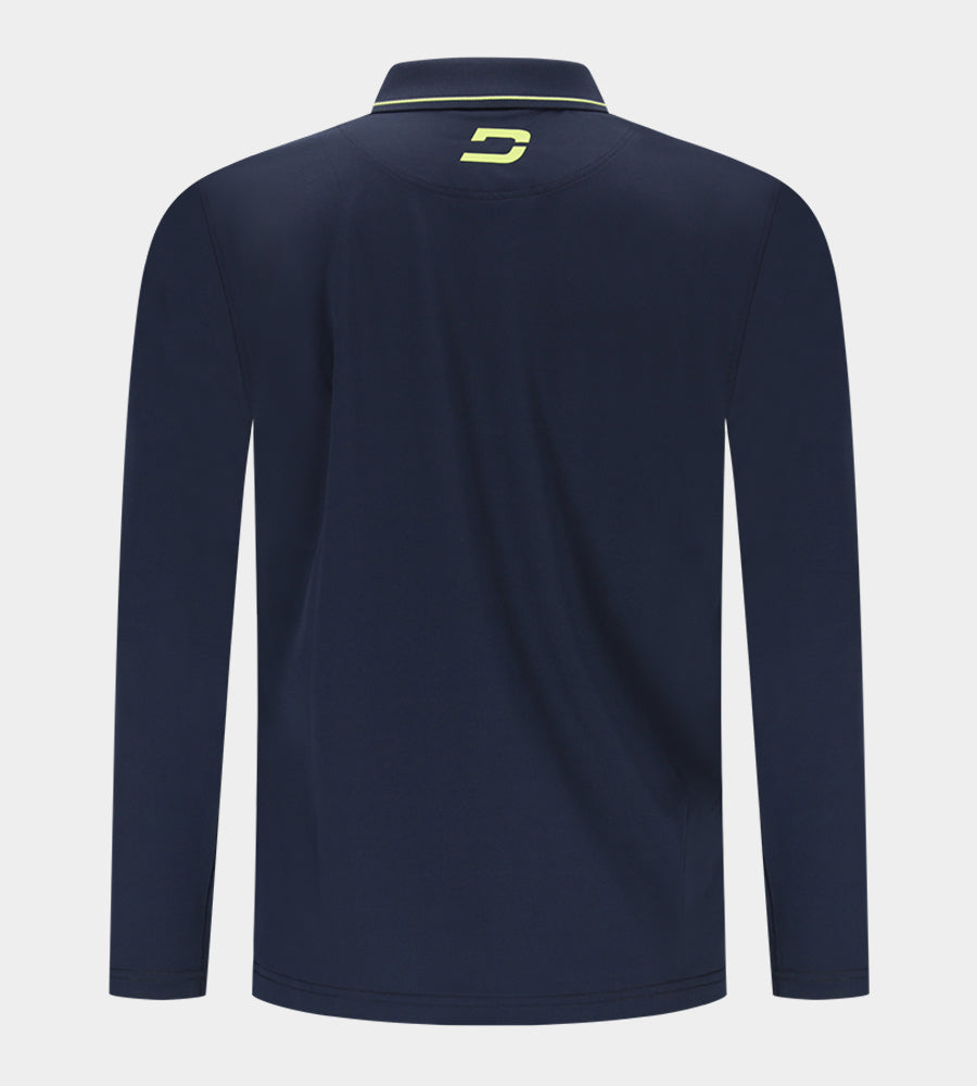 LEADER LONG SLEEVE POLO - NAVY/LIME