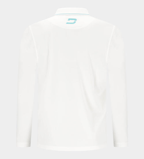 LEADER LONG SLEEVE POLO - WHITE/TEAL