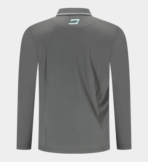 LEADER LONG SLEEVE POLO - CHARCOAL/MINT