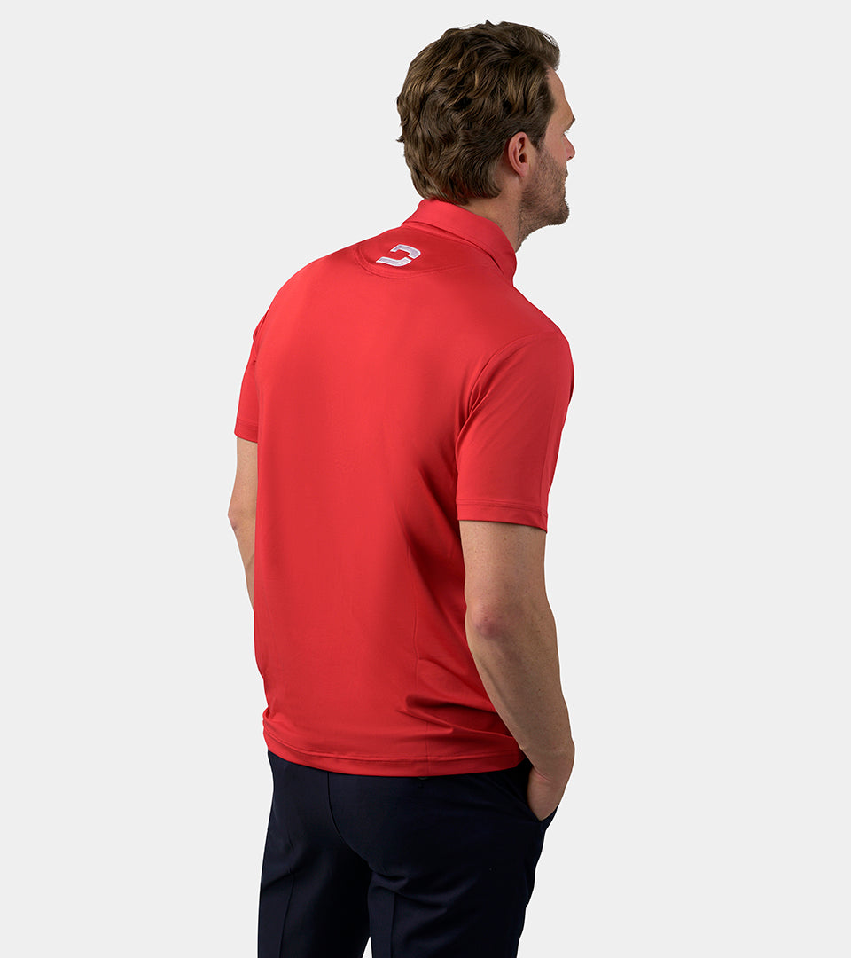 MENS PERFORMANCE GOLF POLO - RED - DRUIDS