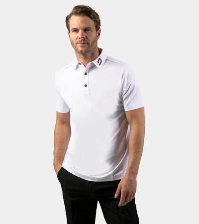 MENS PERFORMANCE GOLF POLO - WHITE - DRUIDS