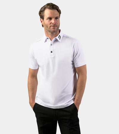 MENS PERFORMANCE GOLF POLO - WHITE - DRUIDS