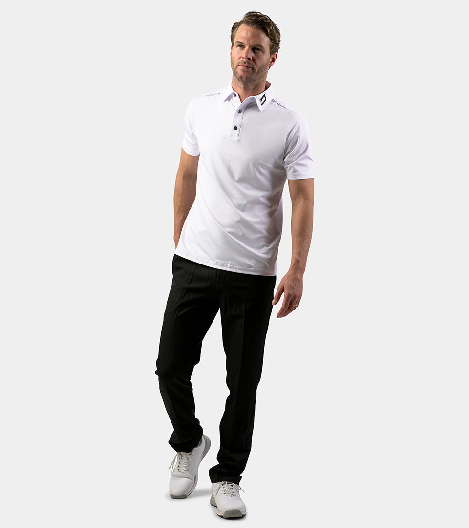 MENS PERFORMANCE GOLF POLO - WHITE - DRUIDS