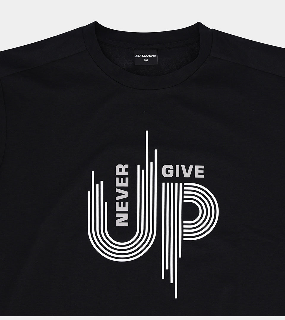 MEN'S NEVER GIVE UP T-SHIRT - BLACK - DRUIDS