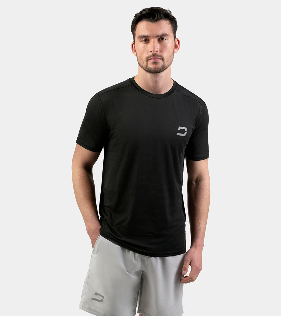 MEN'S PERFORATED SPORTS T-SHIRT - BLACK - DRUIDS