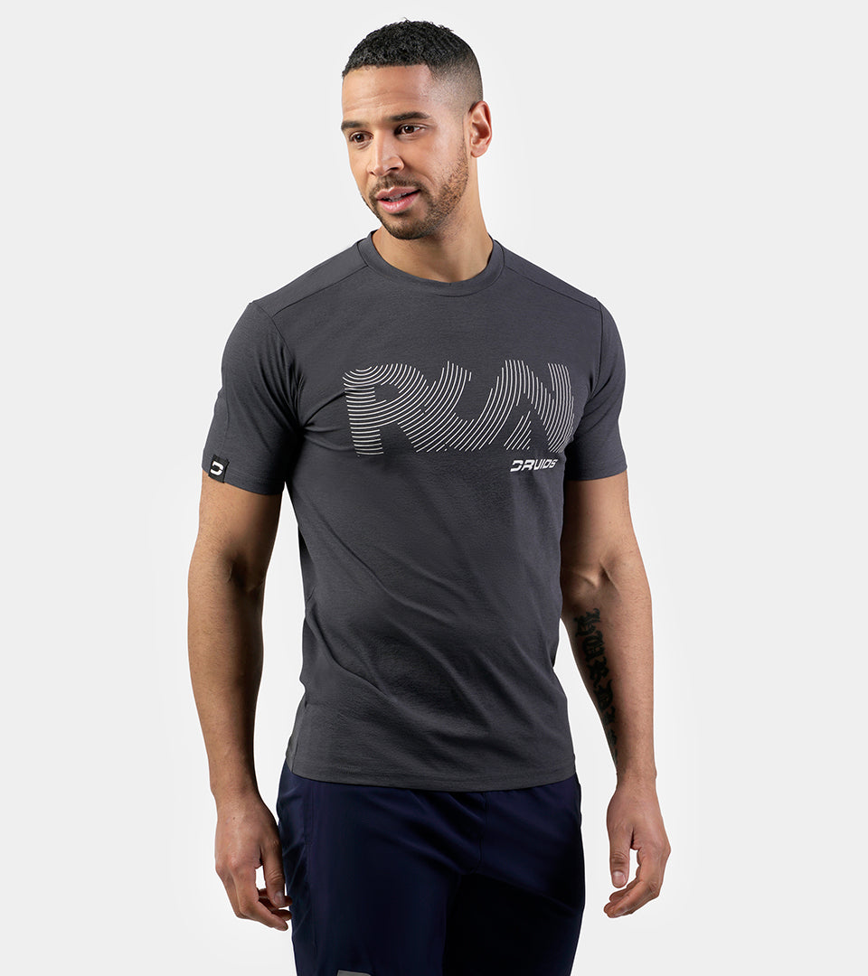 MEN'S RUN SPORTS T-SHIRT - GREY - DRUIDS