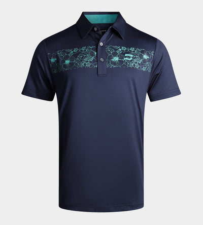 FLORAL PANEL POLO - NAVY