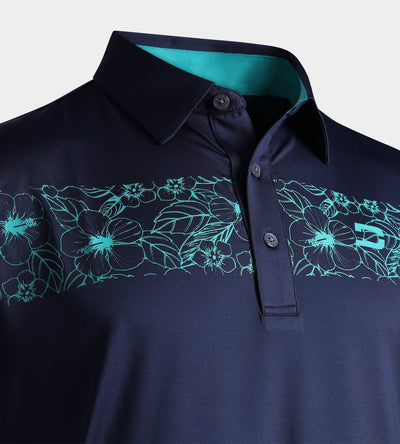 FLORAL PANEL POLO - NAVY