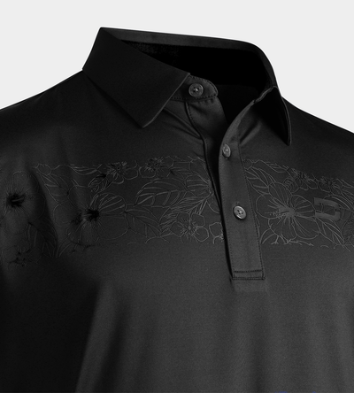 FLORAL PANEL POLO - BLACK