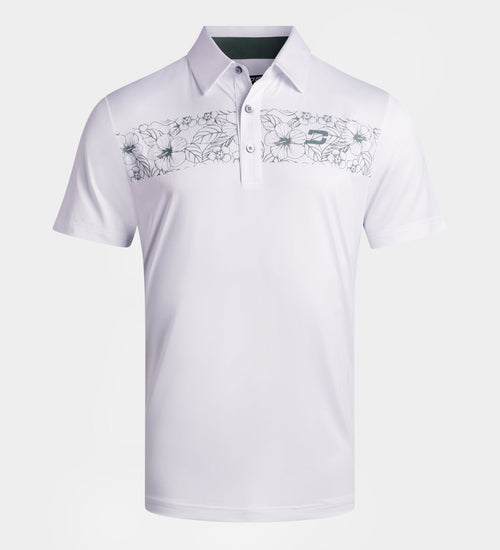 FLORAL PANEL POLO - WHITE