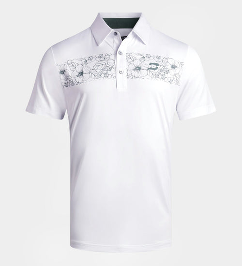 FLORAL PANEL POLO - WHITE