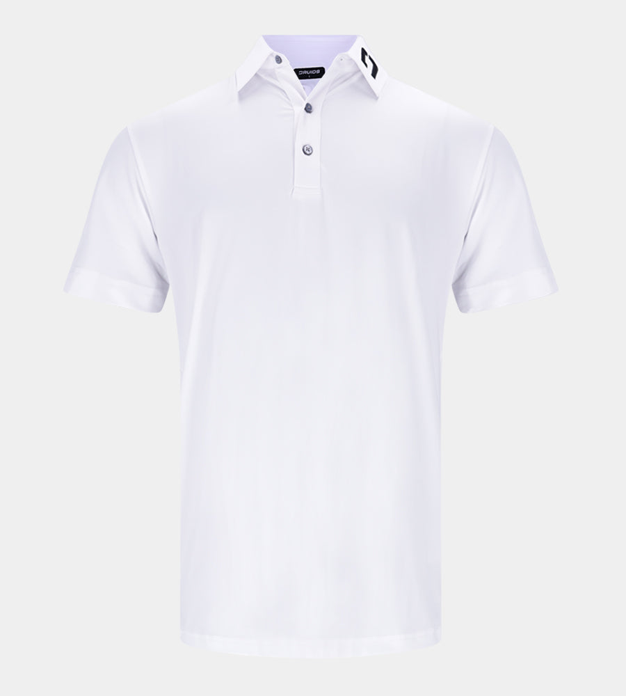 MENS PERFORMANCE GOLF POLO - WHITE - DRUIDS