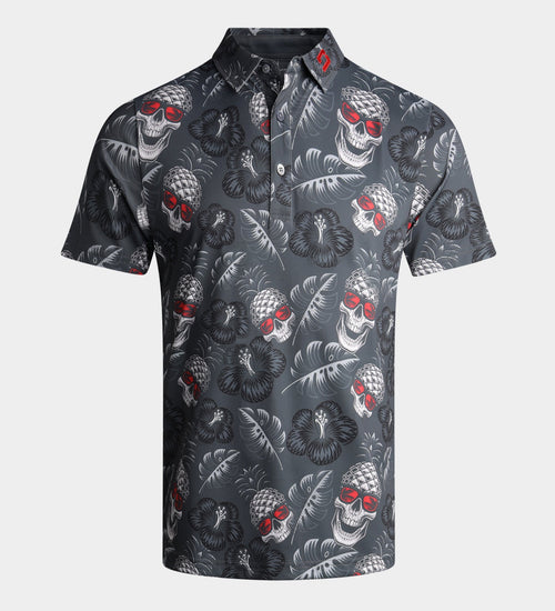 PINEAPPLE SKULLZ 2.0 POLO - CHARCOAL / RED