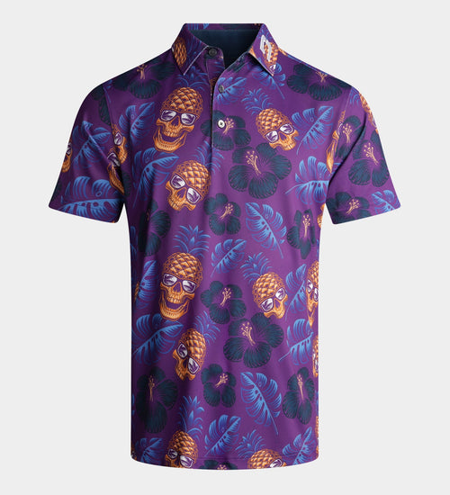 PINEAPPLE SKULLZ POLO - PURPLE