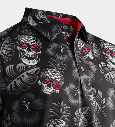 PINEAPPLE SKULL POLO - BLACK / PINK