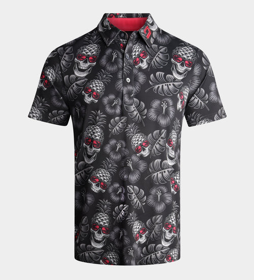 PINEAPPLE SKULLZ POLO - BLACK / PINK