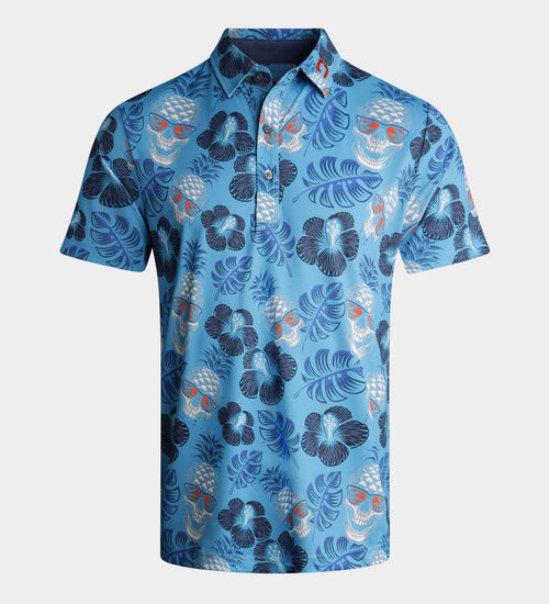PINEAPPLE SKULLZ POLO - BLUE / ORANGE