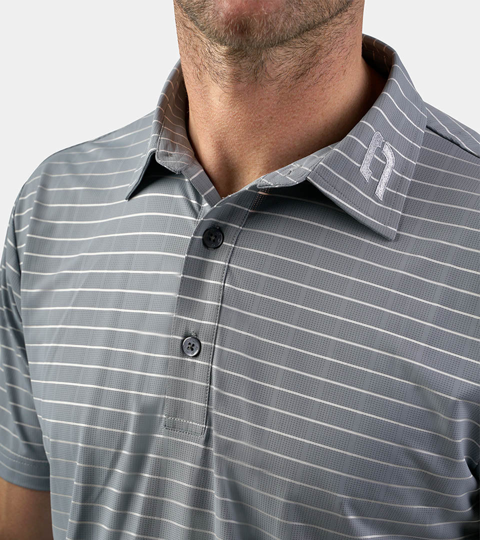 REFLECTIVE STRIPE POLO - GREY - DRUIDS