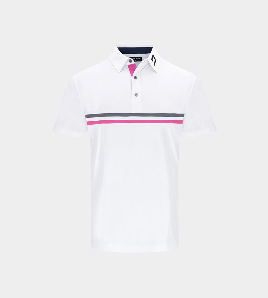 KIDS STRIPE PERFORMANCE POLO WHITE