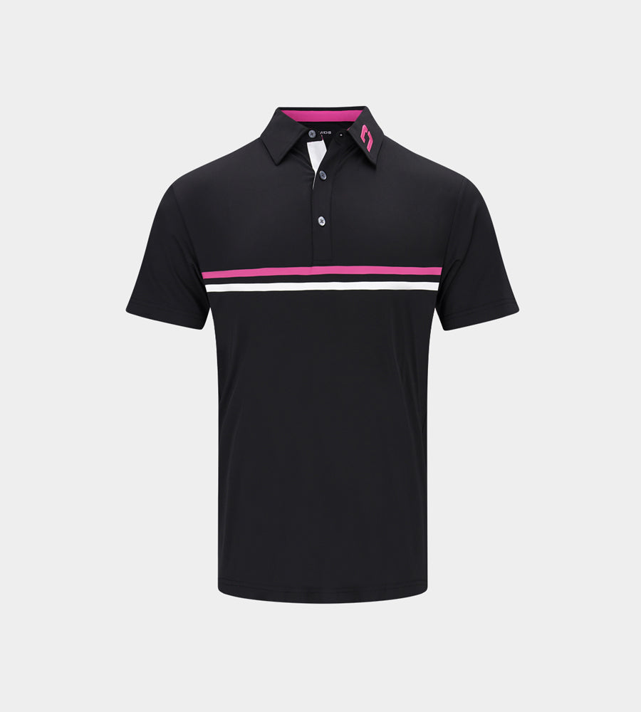 KIDS STRIPE PERFORMANCE POLO BLACK