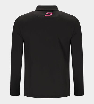 STRIPE PERFORMANCE LONG SLEEVE POLO - BLACK