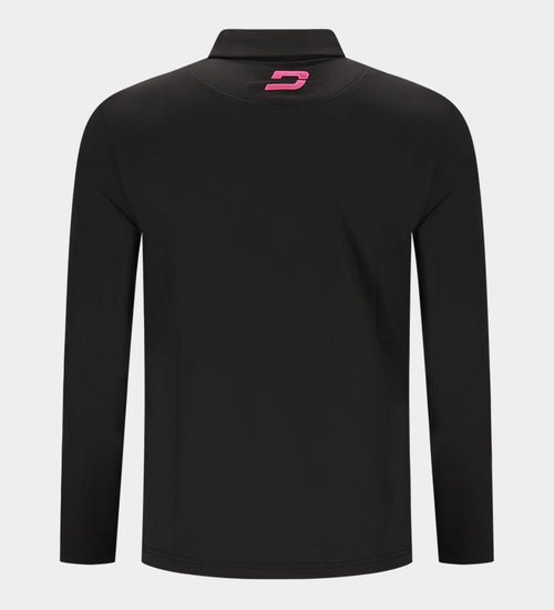 STRIPE PERFORMANCE LONG SLEEVE POLO - BLACK