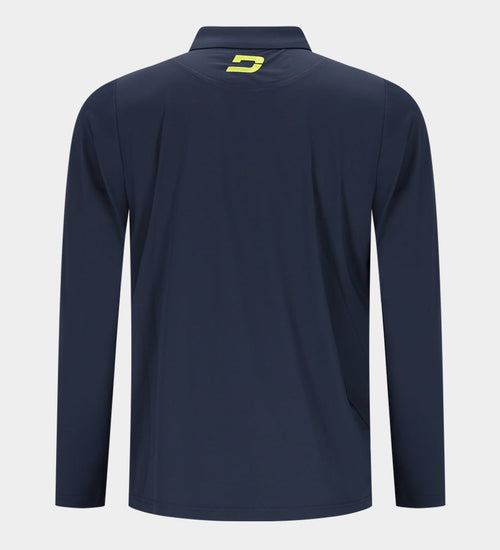 STRIPE PERFORMANCE LONG SLEEVE POLO - NAVY