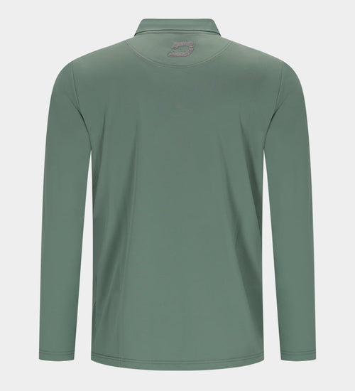 STRIPE PERFORMANCE LONG SLEEVE POLO - SAGE