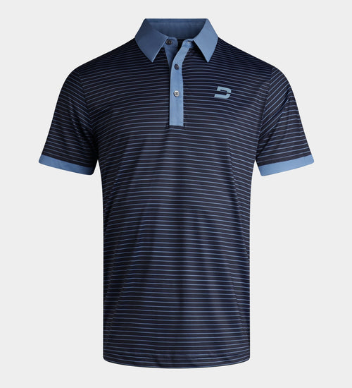 STRIPE PIQUE POLO - NAVY