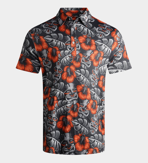 TIKI POLO - CHARCOAL / ORANGE