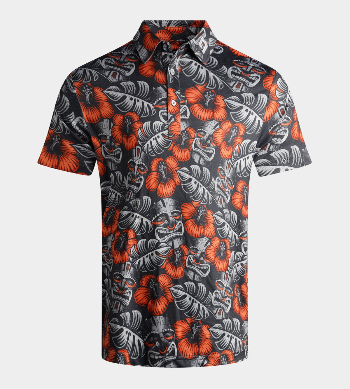 TIKI POLO - CHARCOAL / ORANGE