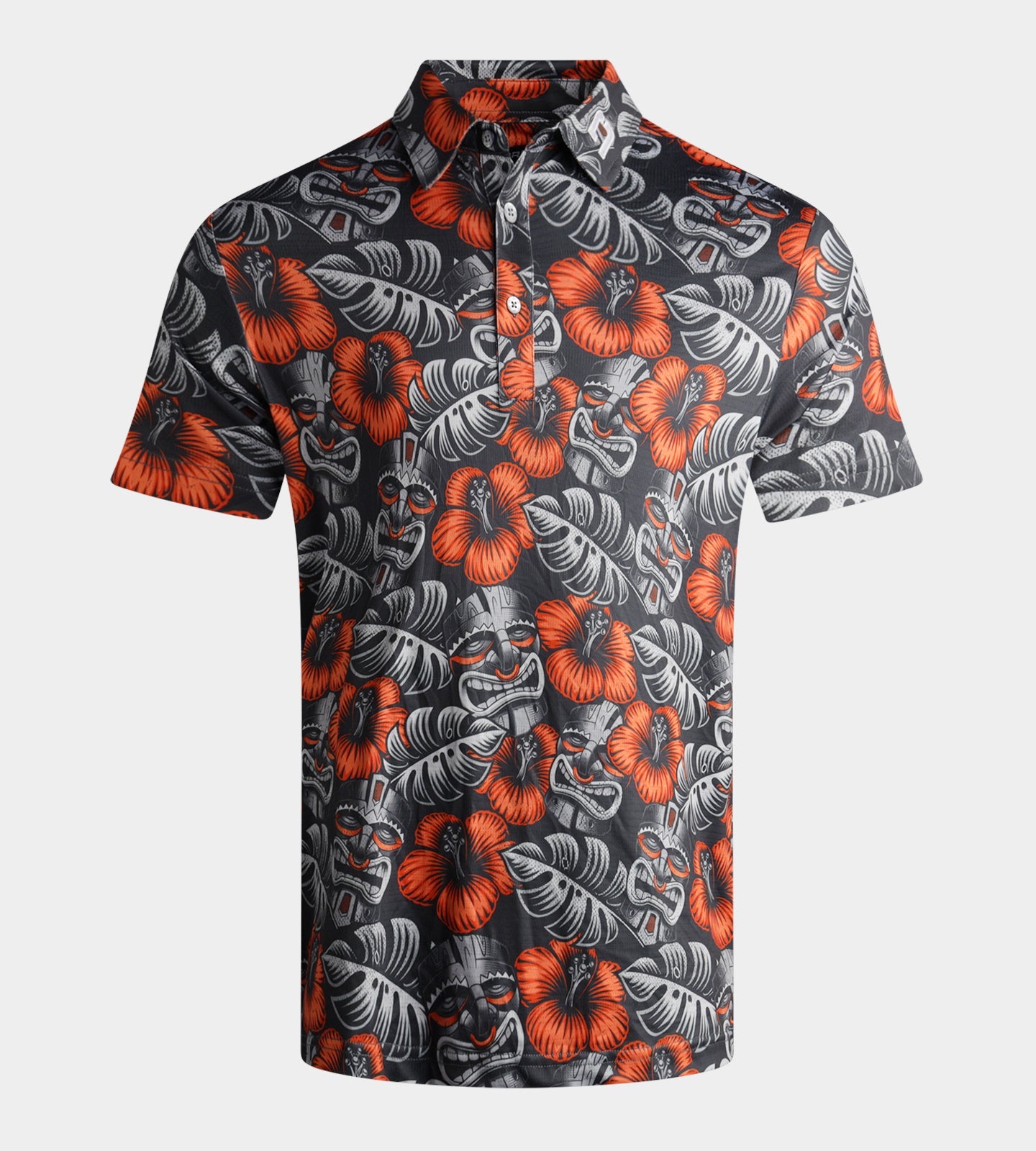 TIKI POLO - CHARCOAL / ORANGE