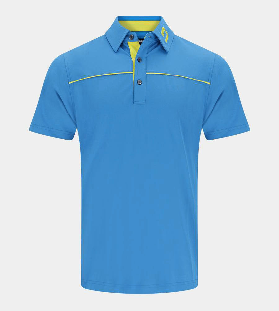 BLOCK PIQUE POLO - BLUE/LIME