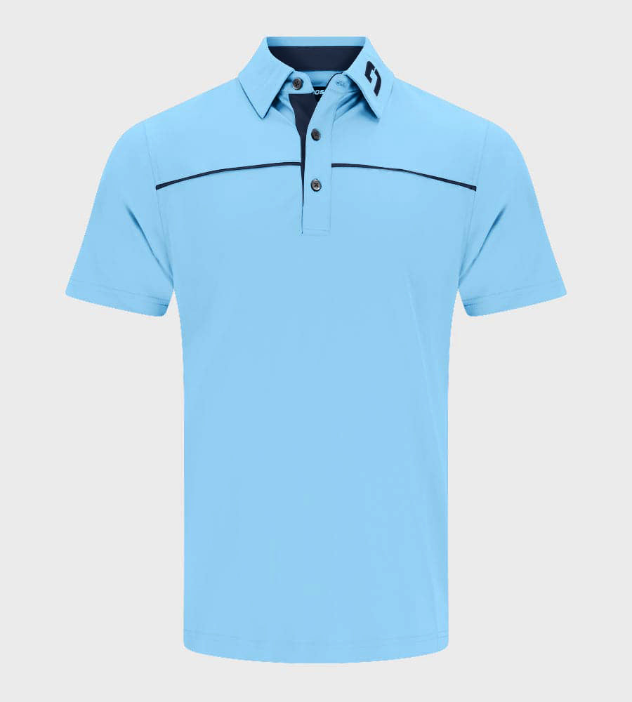 BLOCK PIQUE POLO - BLUE/NAVY