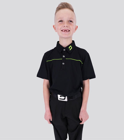 KIDS BLOCK PIQUE POLO BLACK LIME