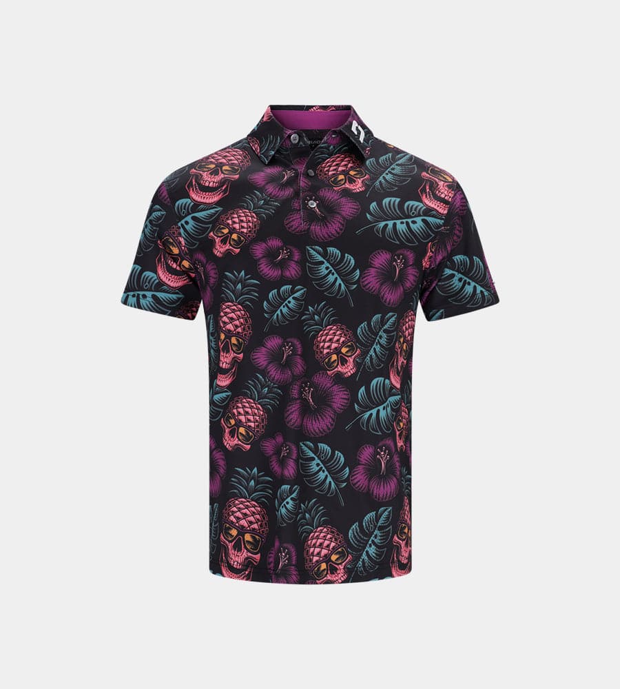 KIDS PINEAPPLE SKULLS POLO - BLACK