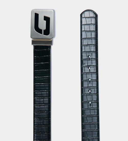 MEN'S CROC GOLF LEATHER BELT - BLACK (ONE SIZE FITS ALL)