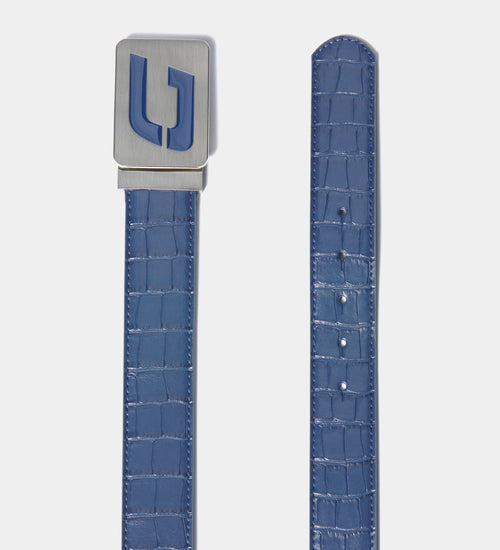 MEN'S CROC GOLF LEATHER BELT - NAVY (ONE SIZE FITS ALL)