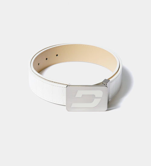 MEN'S CROC GOLF LEATHER BELT - WHITE (ONE SIZE FITS ALL)