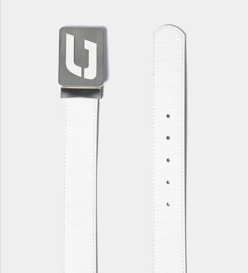 MEN'S CROC GOLF LEATHER BELT - WHITE (ONE SIZE FITS ALL)