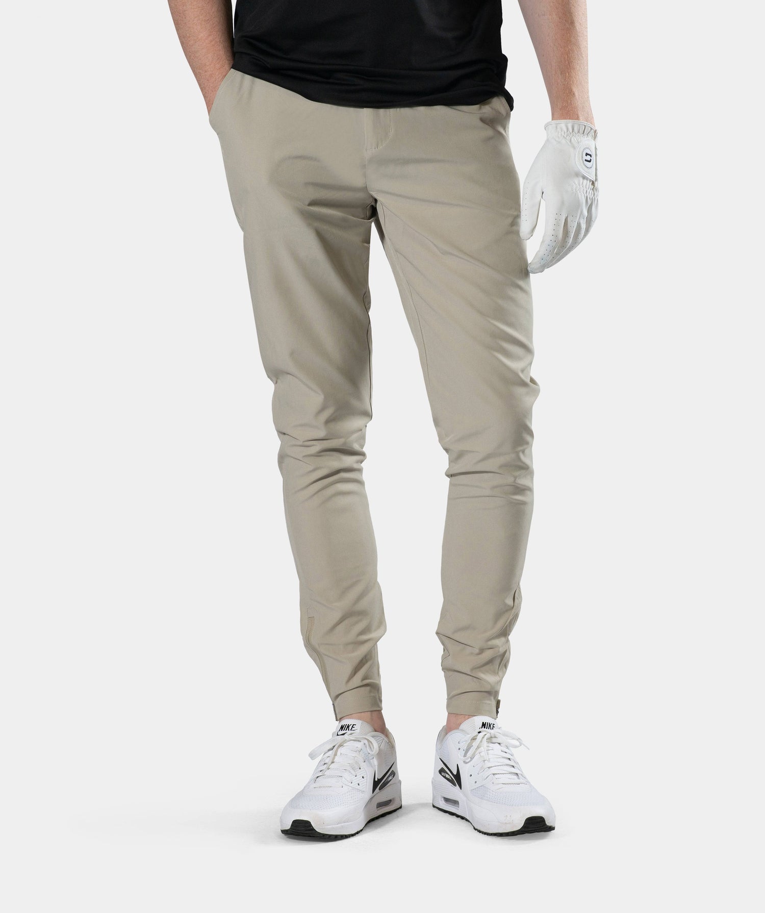 MEN'S GOLF JOGGERS - KHAKI/ CREAM