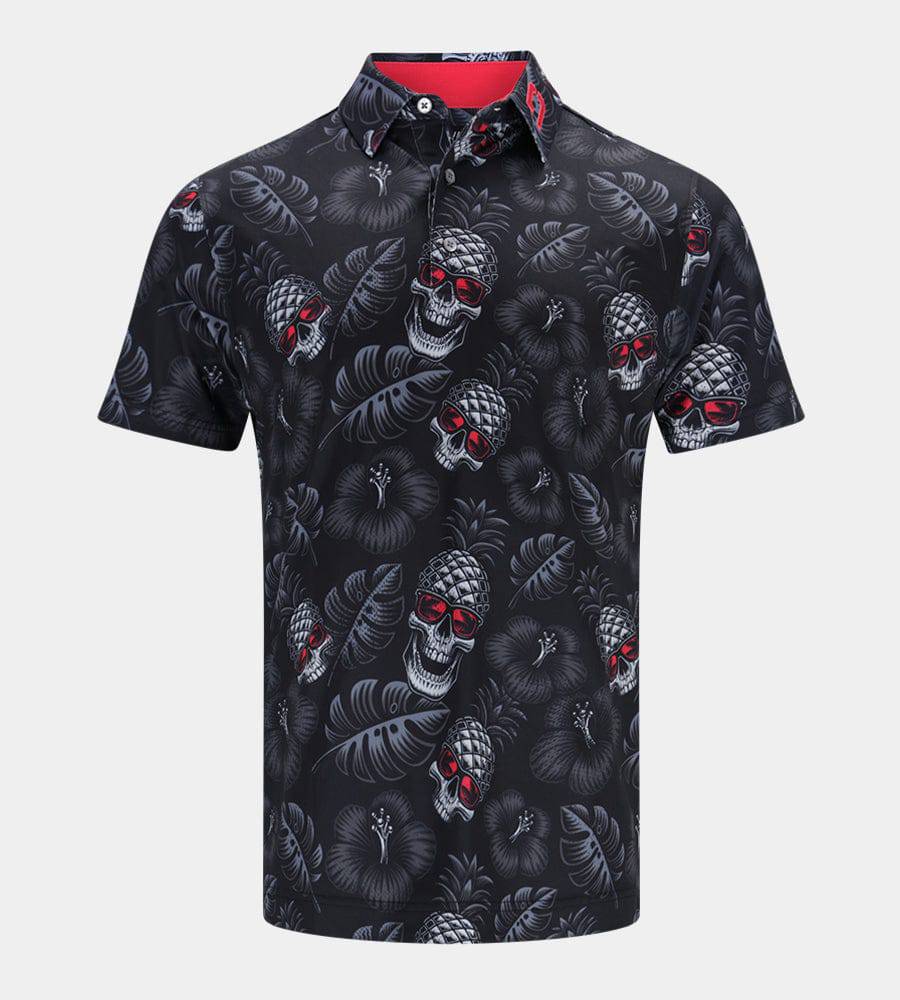 PINEAPPLE SKULL POLO - BLACK / PINK